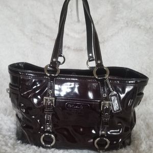 Coach Patent Leather Tote Mahogany